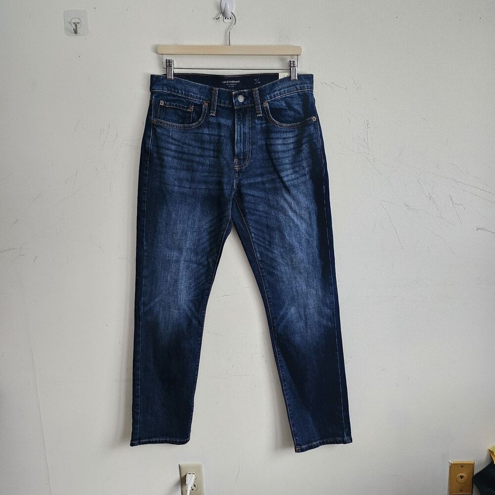 Lucky Brand 121 Slim Straight Jeans Men 30x30 Dark Wash Blue NWT $99 Stretch